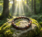 Handmade Wooden & Hematite Bracelet | 8 mm Beads | 19 cm Stretch Bracelet | Custom Size Available | Men’s & Women’s Bracelet