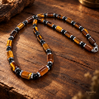 Men's Natural Tiger Eye, Black Onyx & Hematite Necklace – Handmade Luxury Gemstone Jewellery