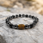 Men’s Black Onyx, Hematite & Tiger Eye Bracelet – Handmade Custom Size