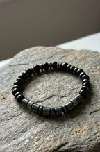 Men’s Black Onyx & Hematite Bracelet – 19 cm – Natural Stone Bracelet – Any Size Available