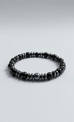 Black Onyx & Hematite Bracelet – 19 cm | Minimal Men’s Beaded Bracelet