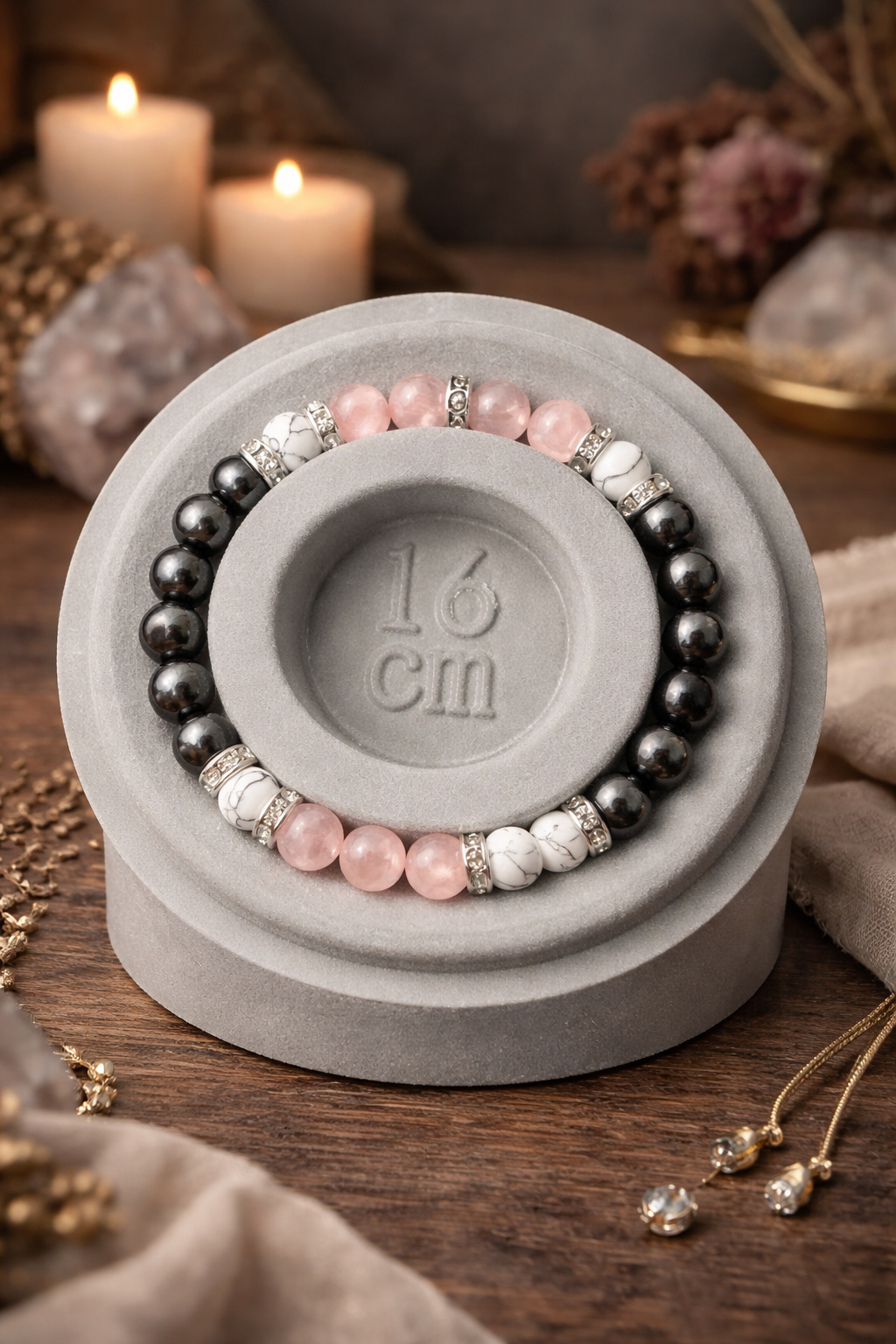 Luxury Women’s Onyx & Hematite Bracelet – Natural Gemstones