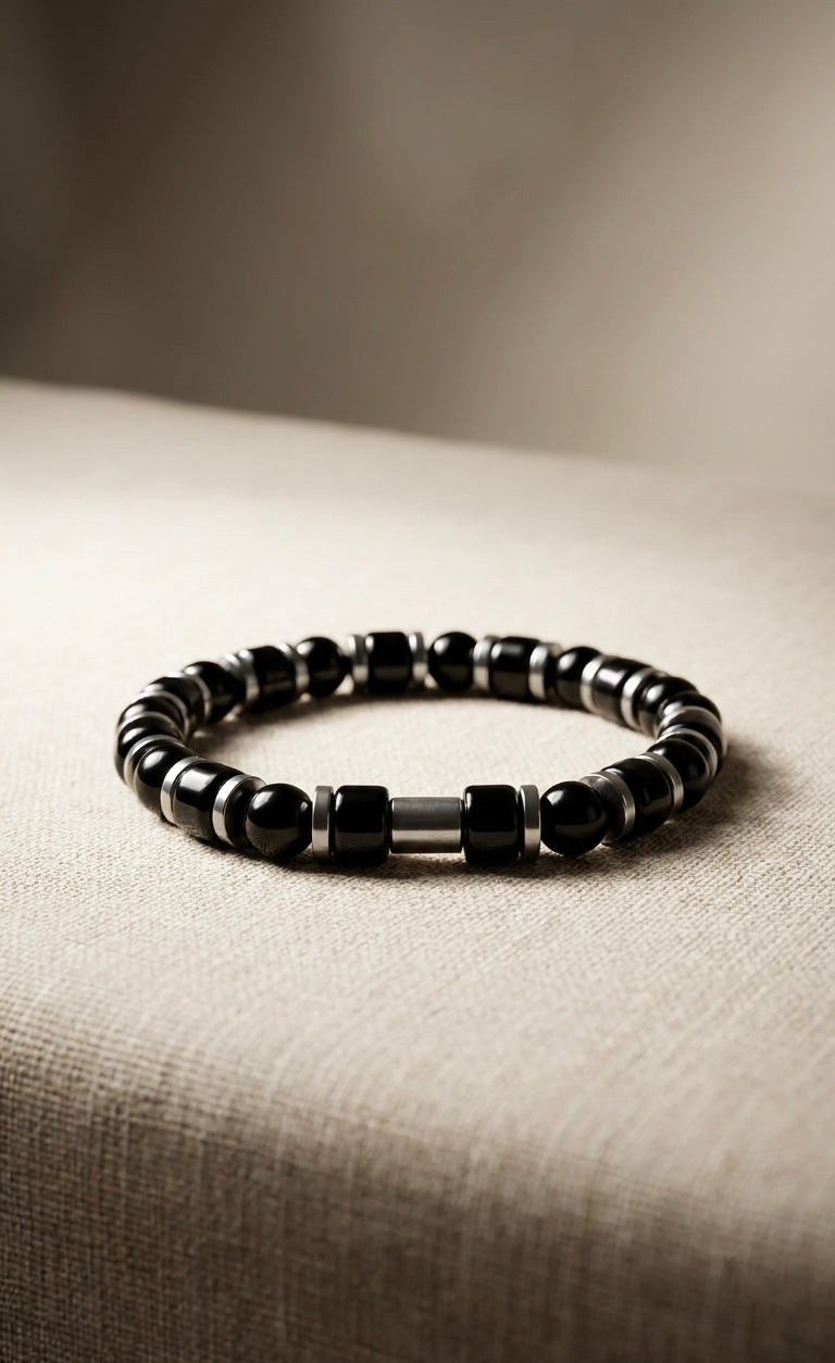 Black Onyx & Hematite Bracelet – 19 cm