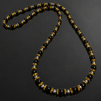 Men’s Black Onyx & Hematite Necklace – 6mm & 4mm Beads – 26 Inch Slip-On – Custom Length