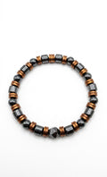 Luxury Black & Metallic Beaded Bracelet 19cm – Men’s Stretch Bracelet – Any Size Available