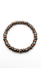 Luxury Black & Metallic Beaded Bracelet 19cm – Men’s Stretch Bracelet – Any Size Available