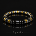 Men’s 8mm Black Gold & Silver Beaded Bracelet – Handmade – Any Size Available