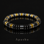 Men’s 8mm Black Gold & Silver Beaded Bracelet – Handmade – Any Size Available