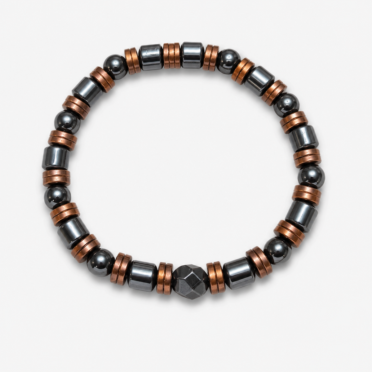 Luxury Black & Metallic Beaded Bracelet 19cm – Men’s Stretch Bracelet – Any Size Available