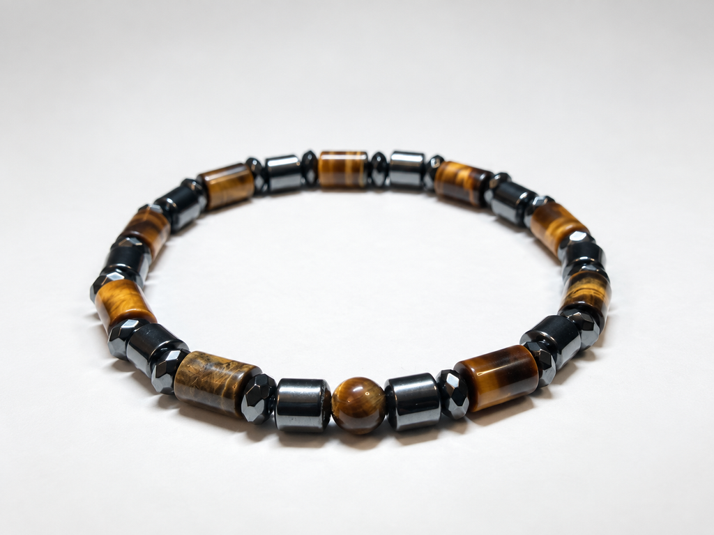 Men’s Tiger Eye & Hematite Bracelet – 6mm Beads – Handmade