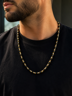 Men’s Black Onyx & Hematite Necklace – 6mm & 4mm Beads – 26 Inch Slip-On – Custom Length