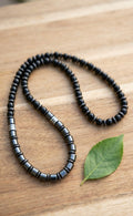 Black Onyx & Hematite Necklace 60cm – Men’s Luxury Beaded Chain, Minimalist Statement Jewelry, Gift for Him