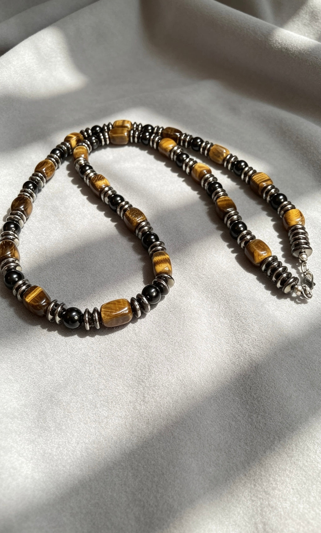 Handmade Tiger Eye Choker Necklace – Masculine Natural Stone Jewelry