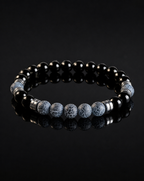 Blue Crackle Agate & Black Onyx Bracelet – 19 cm
