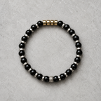 Black Onyx & Hematite Bracelet Silver Spacer Beaded Unisex 19cm Any Size