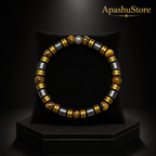 Luxury Tiger Eye & Hematite Bracelet – 19 cm | 8 mm Beads | Handmade | Any Size Available