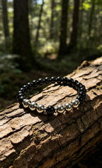Premium Black Onyx & Hematite Bracelet 8mm | Natural Gemstone Beaded Bracelet | Men’s Jewellery | 19cm