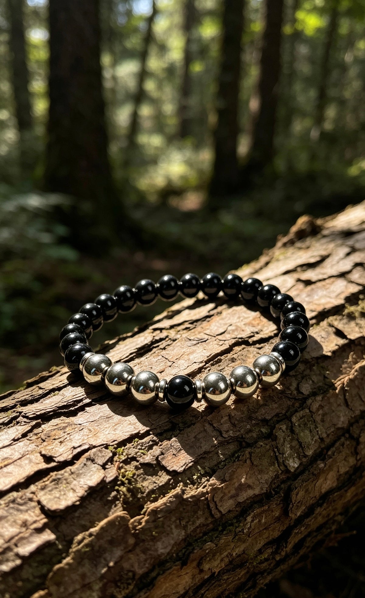 Premium Black Onyx & Hematite Bracelet 8mm | Natural Gemstone Beaded Bracelet | Men’s Jewellery | 19cm