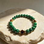 Premium Women’s Malachite & Tiger Eye Bracelet – 8mm Beads