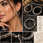 925 Sterling Silver Ornate Hoop Earrings for Women – 30mm