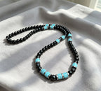 Men’s Onyx & Turquoise Beaded Necklace – 26” (66 cm) | 8 mm Handmade Necklace
