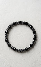 Black Onyx & Hematite Bracelet – 19 cm | Minimal Men’s Beaded Bracelet