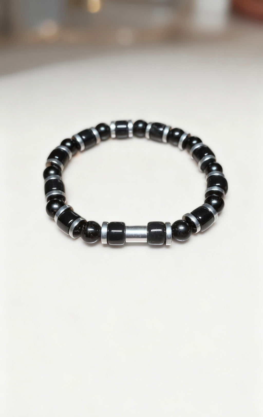 Black Onyx & Hematite Bracelet – 19 cm