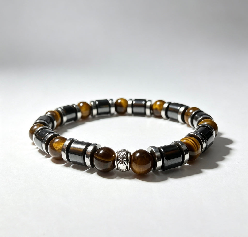 Luxury Tiger Eye & Hematite Men's Bracelet – 8mm Natural Stone
