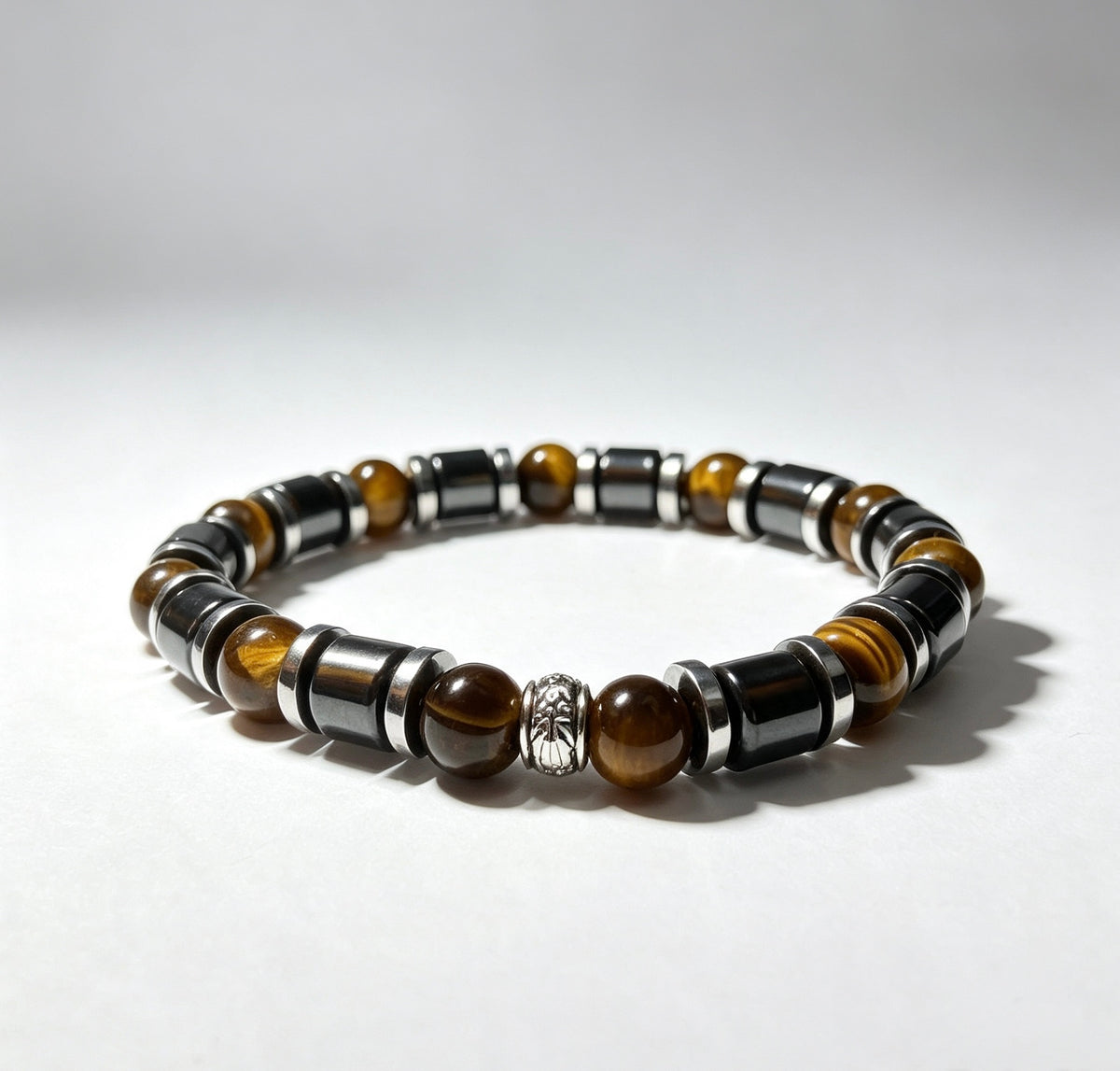 Luxury Tiger Eye & Hematite Men's Bracelet – 8mm Natural Stone