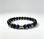 Luxury Black Onyx & Blue Tiger Eye Beaded Bracelet – 19cm – 8mm Natural Stone Bracelet – Handmade – Any Size Available