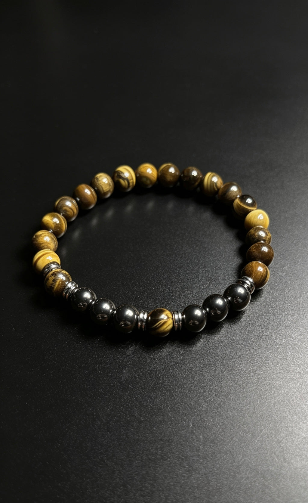 Premium Tiger Eye & Hematite Bracelet – Natural Gemstone Beaded Bracelet 19cm