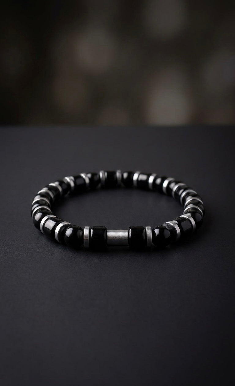 Black Onyx & Hematite Bracelet – 19 cm