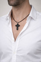 Black Onyx Cross Necklace – Men’s Style