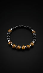 Handmade Natural Tiger Eye & Black Onyx Bracelet
