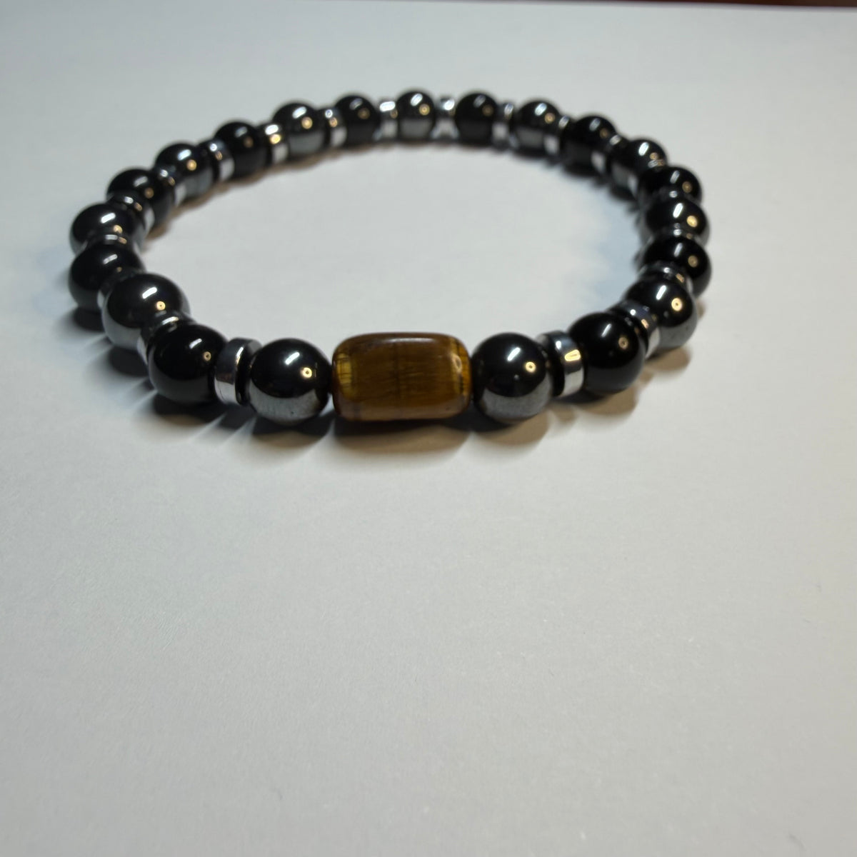 Men’s Black Onyx, Hematite & Tiger Eye Bracelet – Handmade Custom Size