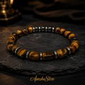 Tiger Eye & Hematite Bracelet – 20cm Natural Stone Unisex Bracelet – Handmade Beaded Jewellery – Custom Sizes Available