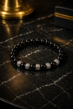 Natural Black Onyx Bracelet 19 cm – Any Size Available – Unisex Crystal Bead Bracelet