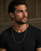 Luxury Men’s Hematite Necklace Black & Gold Beaded Necklace 26 Inch Statement Jewellery – Handmade Gift for Him