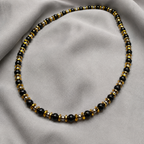 Men’s Black Onyx & Hematite Necklace – 6mm & 4mm Beads – 26 Inch Slip-On – Custom Length