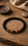 Luxury Black Onyx & Tiger Eye Men’s Bracelet – Handmade Beaded Jewellery