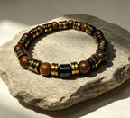 Luxury Tiger Eye & Hematite Men’s Bracelet – Gold & Gunmetal Statement Design