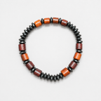 Handmade Wooden & Hematite Bracelet | 8 mm Beads | 19 cm Stretch Bracelet | Custom Size Available | Men’s & Women’s Bracelet