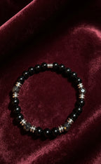 Black Onyx & Hematite Bracelet 19 cm – Minimalist Men’s Beaded Bracelet – Any Size Available – Stretch Gemstone Bracelet – Gift for Him