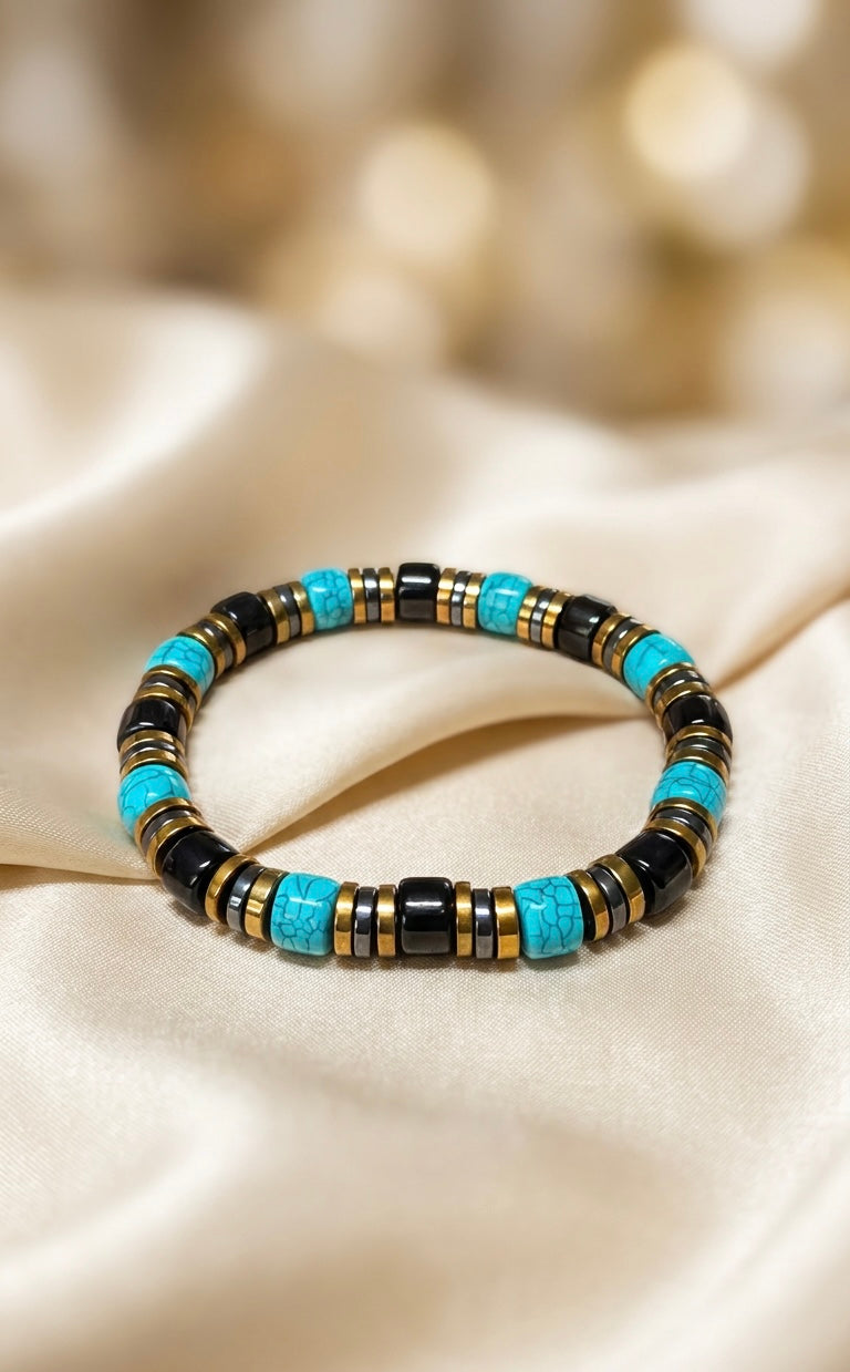 Men’s Natural Stone Bracelet – 19 cm – Premium Beaded Bracelet – Any Size Available