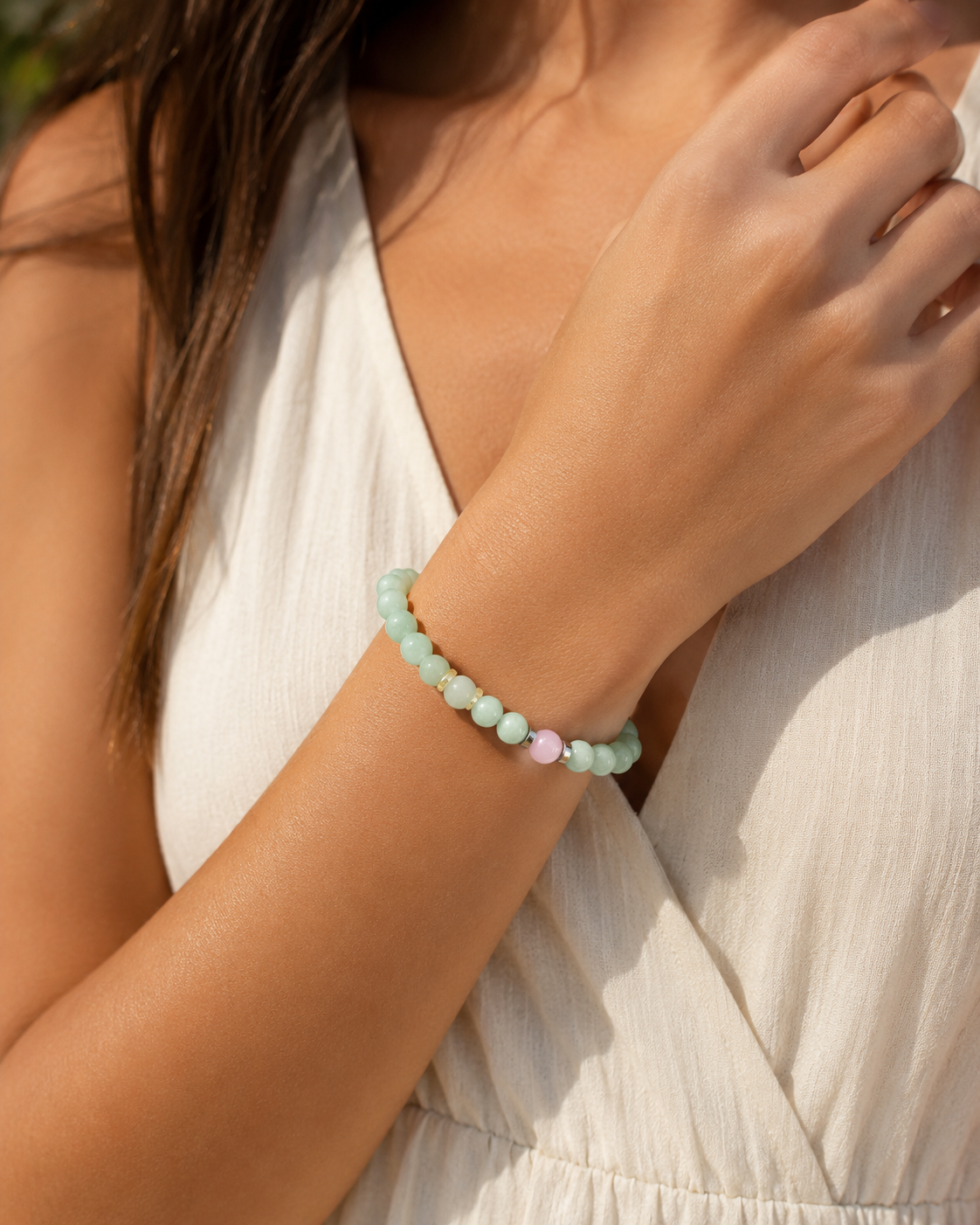 Natural Stone Couple Bracelet Set – Matching Beaded Bracelets – Handmade – 17cm – Any Size Available