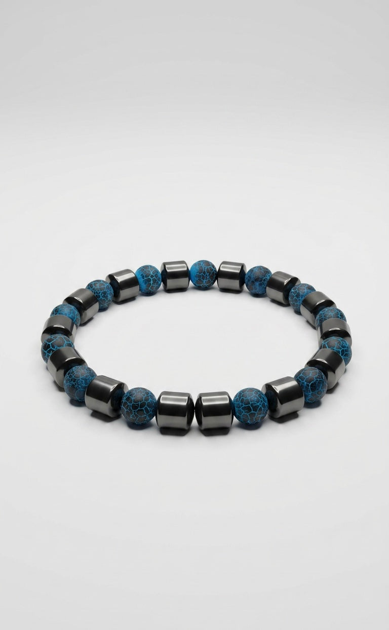 Blue Crackle Agate & Hematite Bracelet – Premium Luxury Design