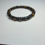Tiger Eye, Hematite, 8mm, Natural Stone, Beaded Bracelet, Unisex, Handmade, Custom Size.