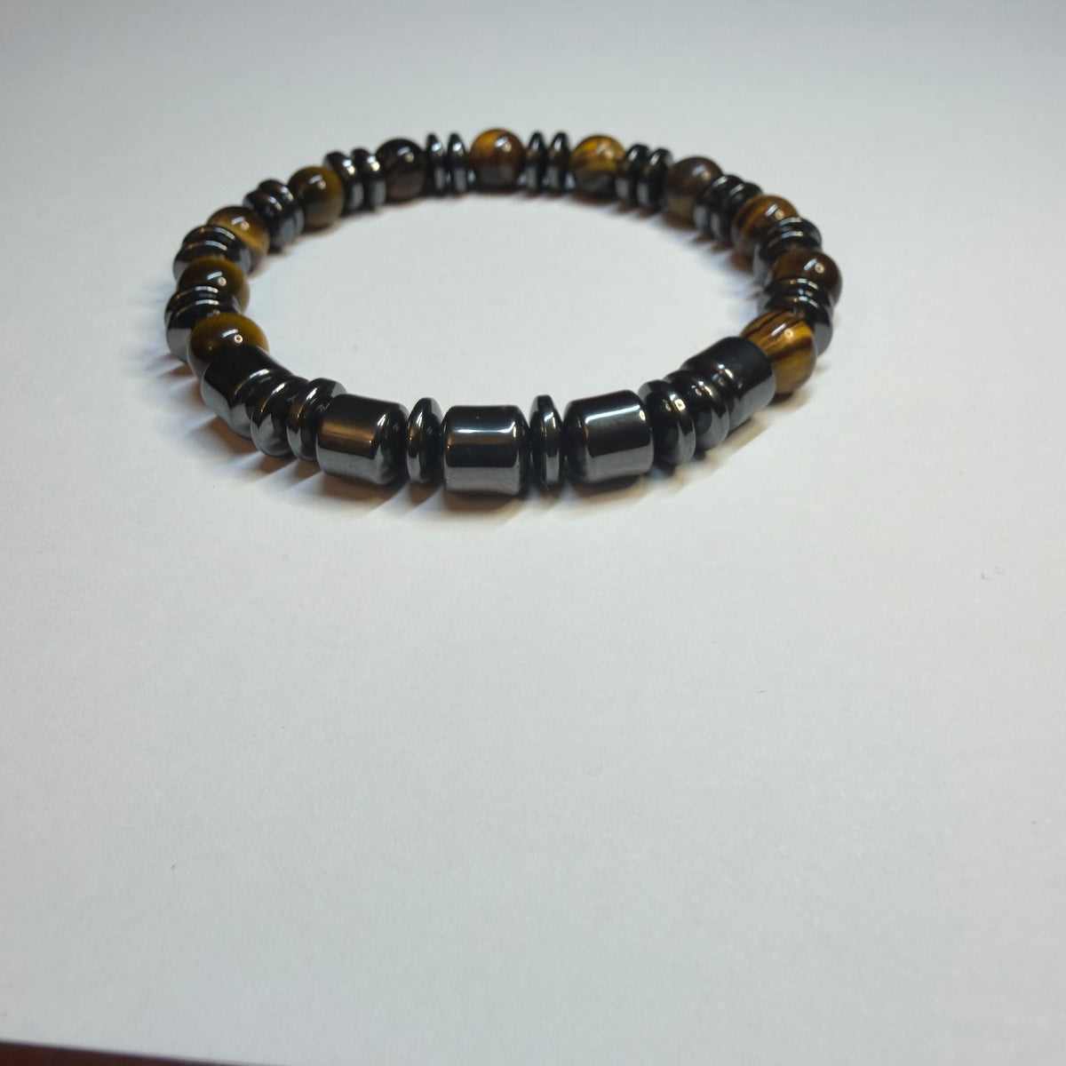 Tiger Eye, Hematite, 8mm, Natural Stone, Beaded Bracelet, Unisex, Handmade, Custom Size.