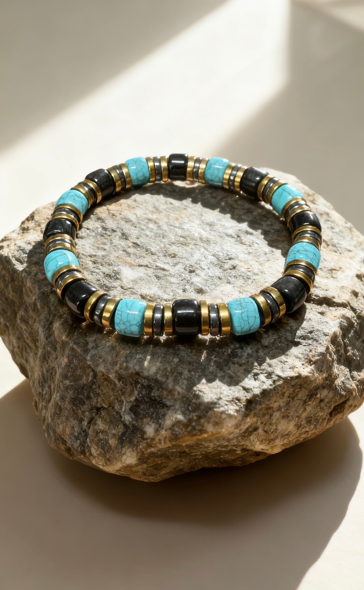 Men’s Natural Stone Bracelet – 19 cm – Premium Beaded Bracelet – Any Size Available