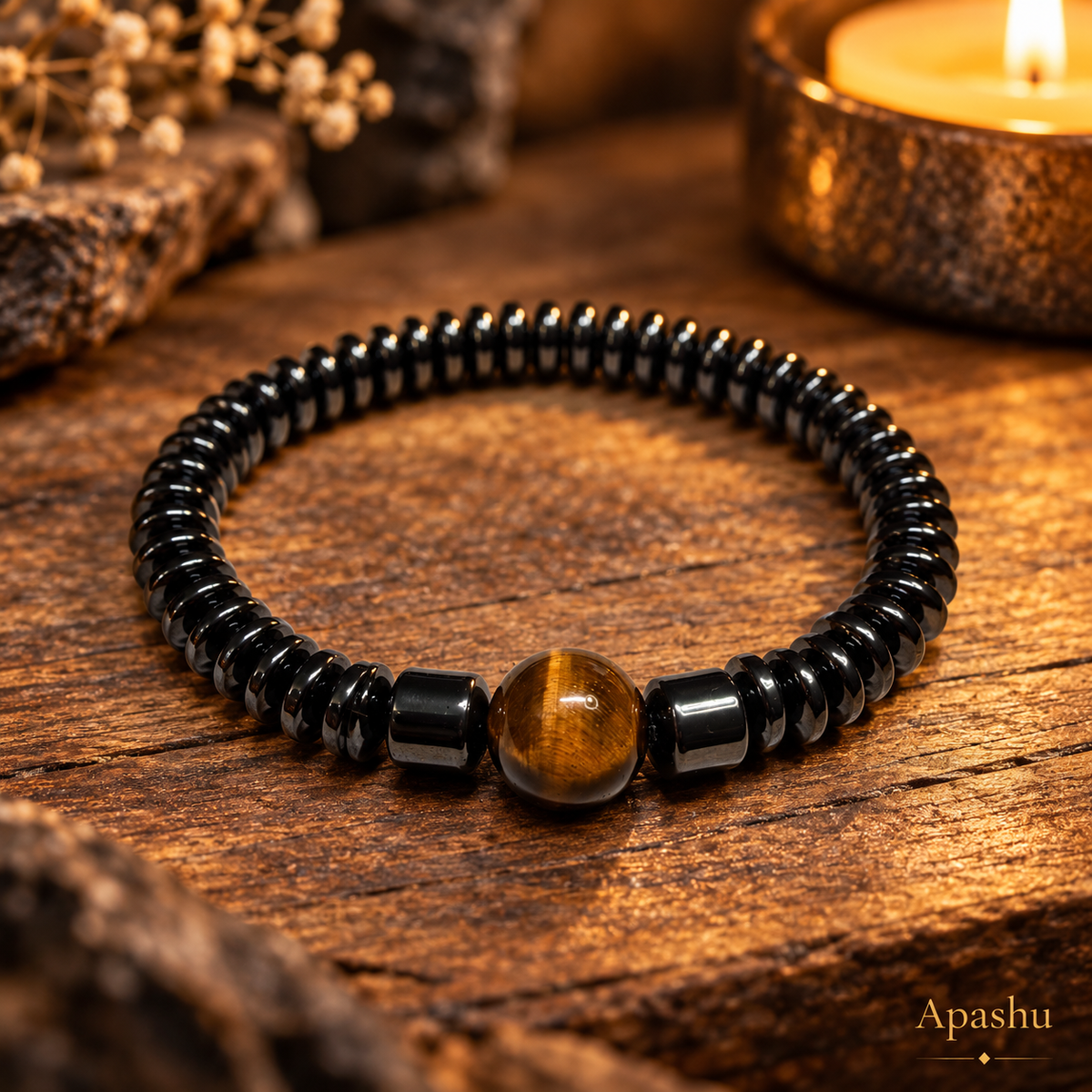 Men's Black Hematite & Tiger Eye Bracelet – Strength, Confidence & Timeless Elegance